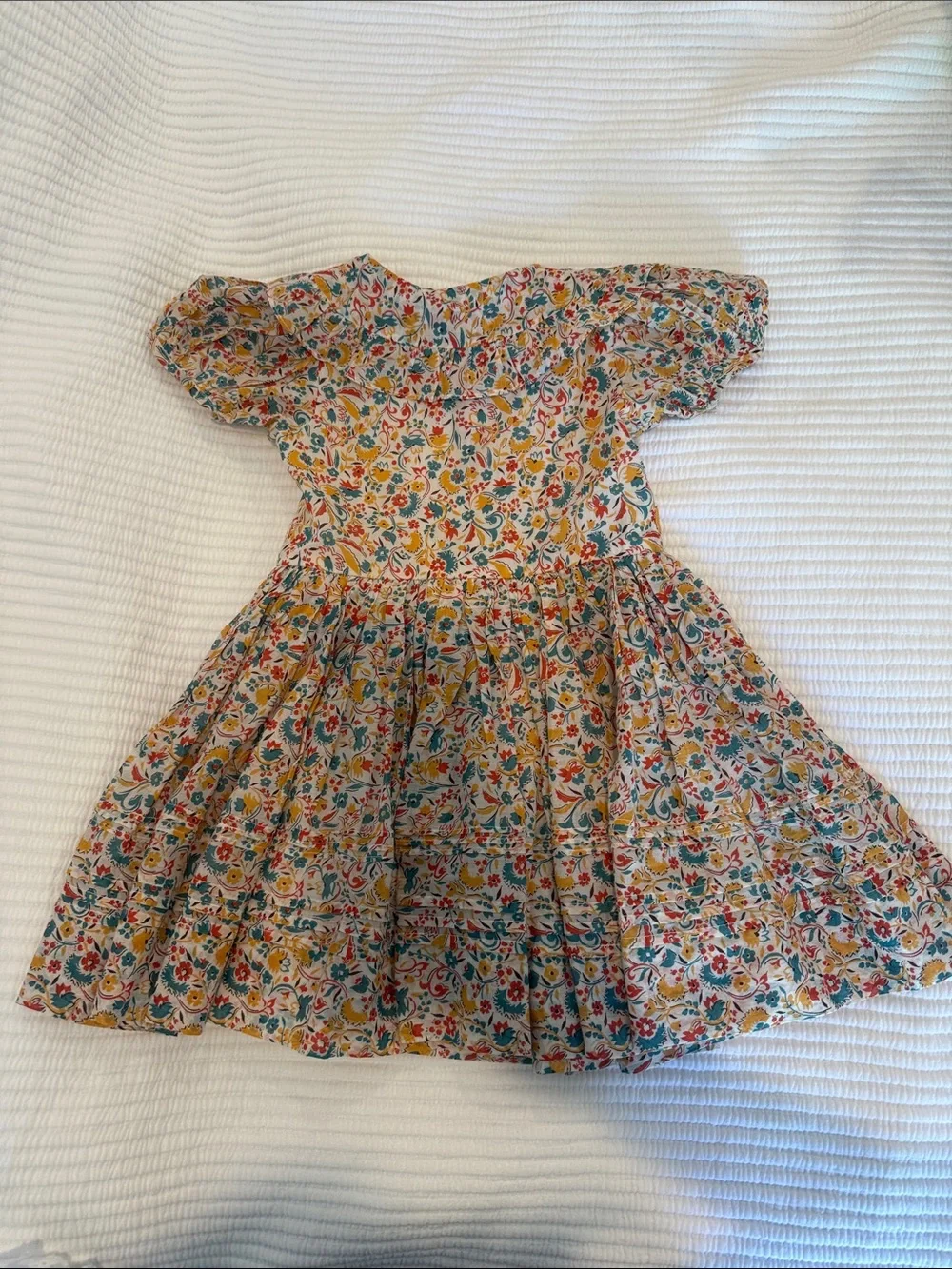 Doen Bailey Girls' Floral Cotton Dress Size 4 in Yellow, Red, Green, Blue